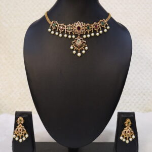 SWA45-CZ choker with earrings